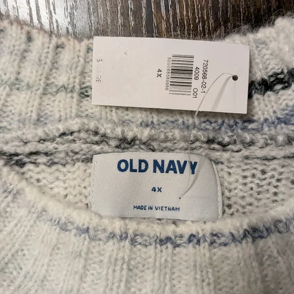 Old Navy 4X Sweater White With Pastel Stripes NWT - Picture 3 of 4
